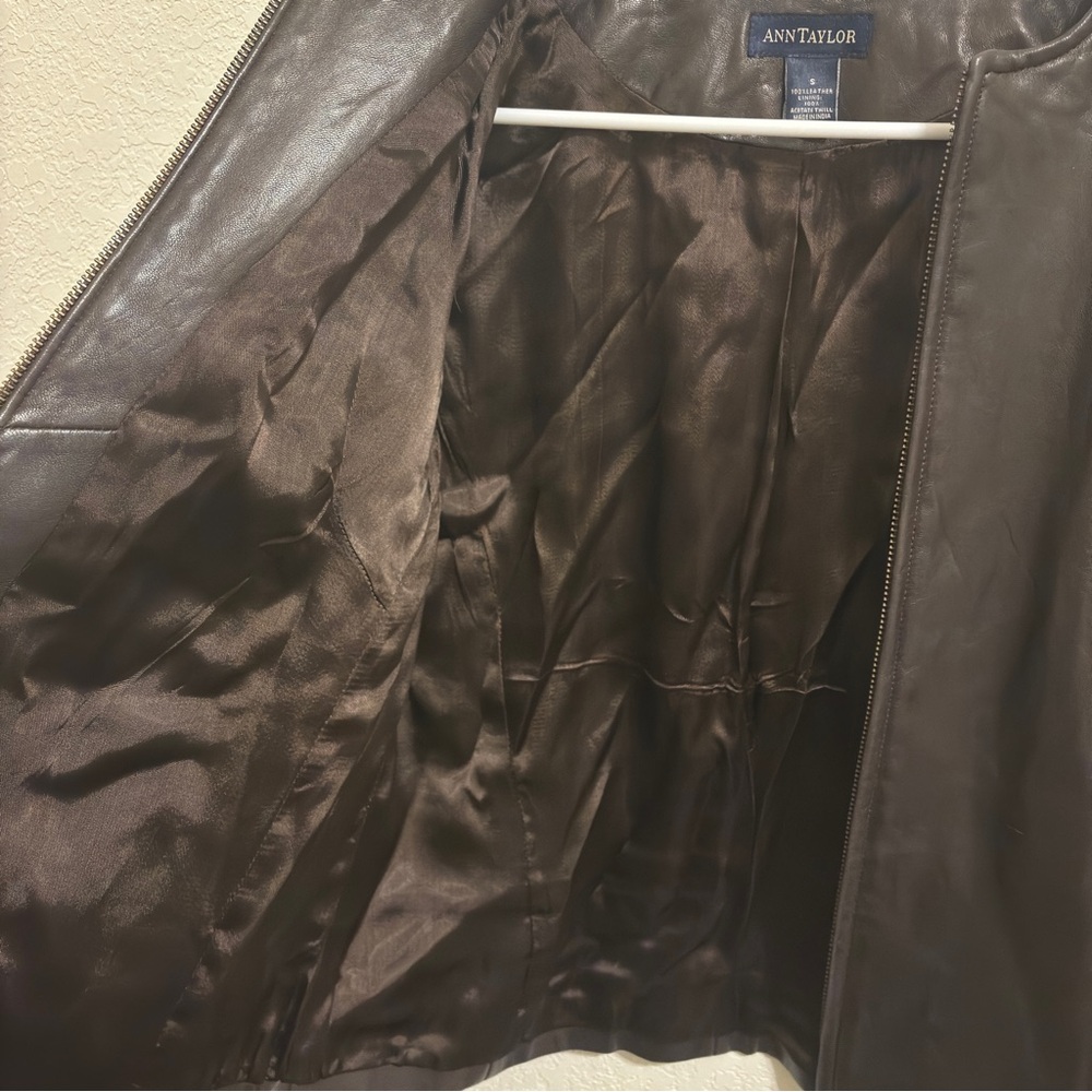 Ann Taylor Espresso Leather Jacket - Picture 4 of 9